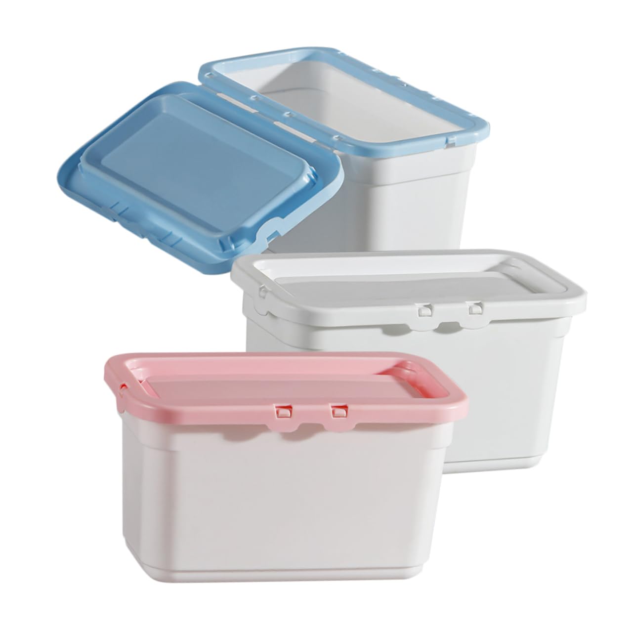 FONDOTIN Laundry Powder Container Large Capacity 7.2 Inch Storage Box for 60 Laundry Beads Multipurpose Plastic Organizer with Lid 3 Pieces