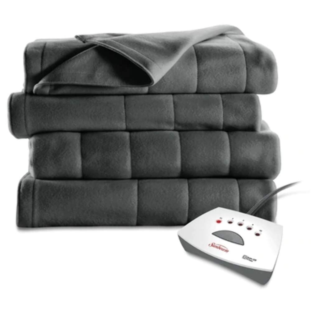 Sunbeam Electric Heated Fleece Blanket - Queen - Slate Grey