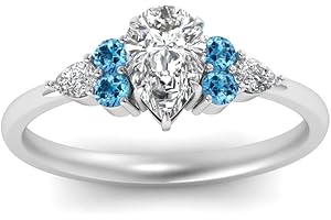 Gemsonclick Choose Your Gemstone Pear Shape Accented Engagement Ring 925 Sterling Silver Matching Engagement Fashion Jewelry Easy to Wear Gifts Side Stone Engagement Rings : US Size 4 to 12