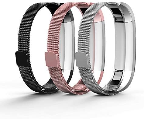 Tecson Metal Bands Compatible Fitbit Alta and Alta HR and Ace (Pack of 3), Stainless Steel Milanese Loop Replacement Strap with Magnet Lock for Fitbit Alta HR and Alta and Ace