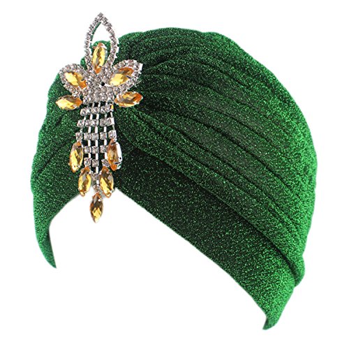 Qhome Womens Striped Shiny Shimmer Glitter Sparkly Turban Hats Hijab Cap