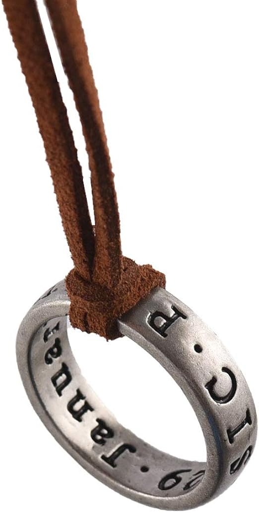 Uncharted 4 Nathan Drake Ring Necklace Engraved Pendant with Adjustable Leather Chain Handmade