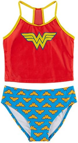 DC Comics Little Girls Wonder Woman Tankini Swimsuit 4 Red/Blue/Yellow