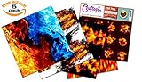 Craftopia's Fire / Flames Printed Pattern Self Adhesive Craft Vinyl Sheets | 4+1 Assorted Vinyl Pack for Cricut, Silhouette Cameo, Craft Cutters, Printers, Letters, Decals, Stickers