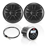 BOSS Audio Systems MCKGB350B.6 Weatherproof Marine Gauge Receiver and Speaker Package - IPX6 Receiver, 6.5 Inch Speakers, Bluetooth Audio, USB, MP3, AM/FM, NOAA Weather Band Tuner, No CD Player