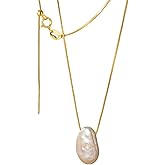 LOOYUUPEE Baroque Pearl Necklace for Women Irregular Pendant Gold Vintage Pearl Mother of Pearl Necklace Handmade Jewelry Gift for Women Girls for Wedding Birthday Gifts