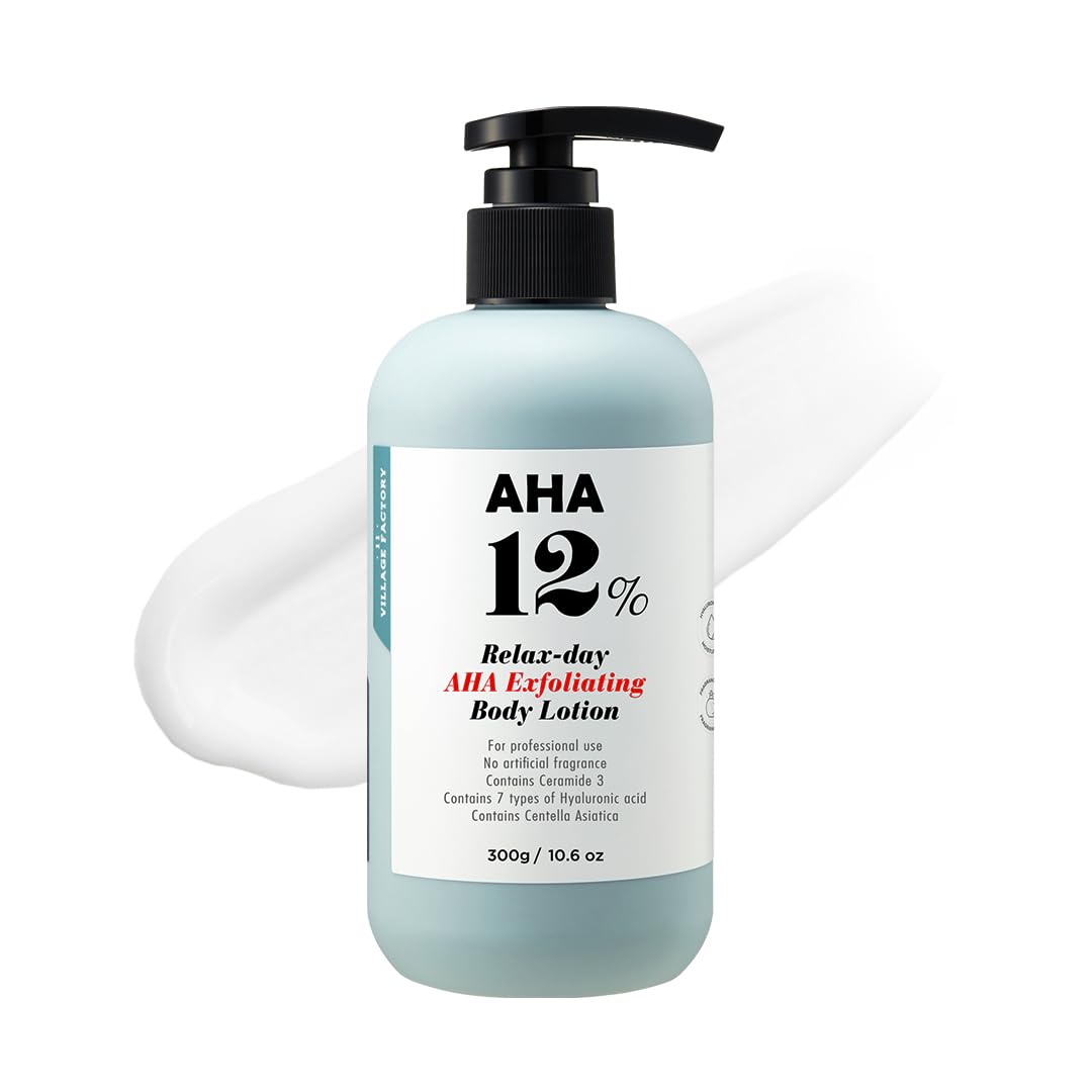 [VILLAGE 11 FACTORY] AHA EXFOLIATION BODY LOTION (1x 300g) Korean skincare - Body Lotion for Rough & Bumpy Skin + Body Acne Care - 12% Glycolic Acid - Hydrating & Smoothing Formula for Sensitive Skin