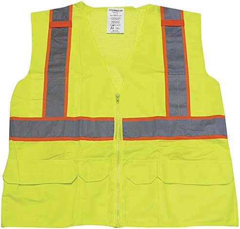 Ironwear 1277-LZ-RD-03-LG ANSI Class 2 Polyester Mesh SAFETY Vest with 2" Silver Reflective Tape Over Lime, Large