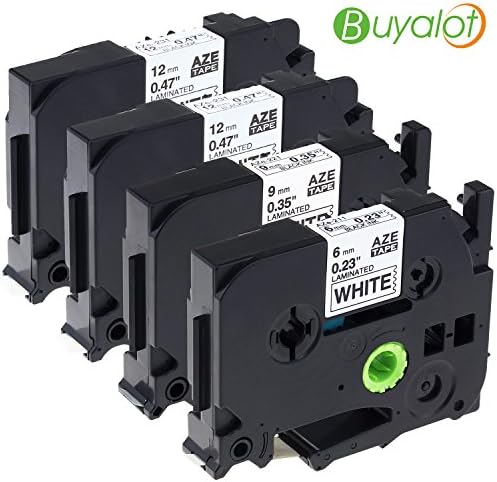 Buyalot Compatible TZe-211 TZe221 TZe231 Black on White 4 Packs Standard Laminated Label Tapes Compatible for Brother P-Touch GL-100 GL-H100 PT-1000 PT-1000BM PT-1010 Label Makers