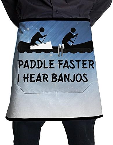 XiHuan Grill Aprons Kitchen Chef Bib Paddle Faster I Hear Banjos Professional For BBQ Baking Cooking For Men Women Pockets
