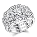 Newshe Engagement Wedding Ring Set for Women 925 Sterling Silver 3pcs Princess White AAA Cz Size5-12
