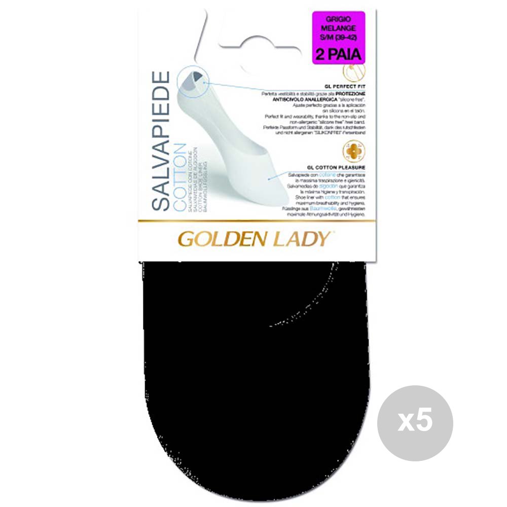 GOLDEN LADY Set 5 Footmuff Black 35/38 Cotton 2 Pairs Women's Socks, Multicoloured, One Size