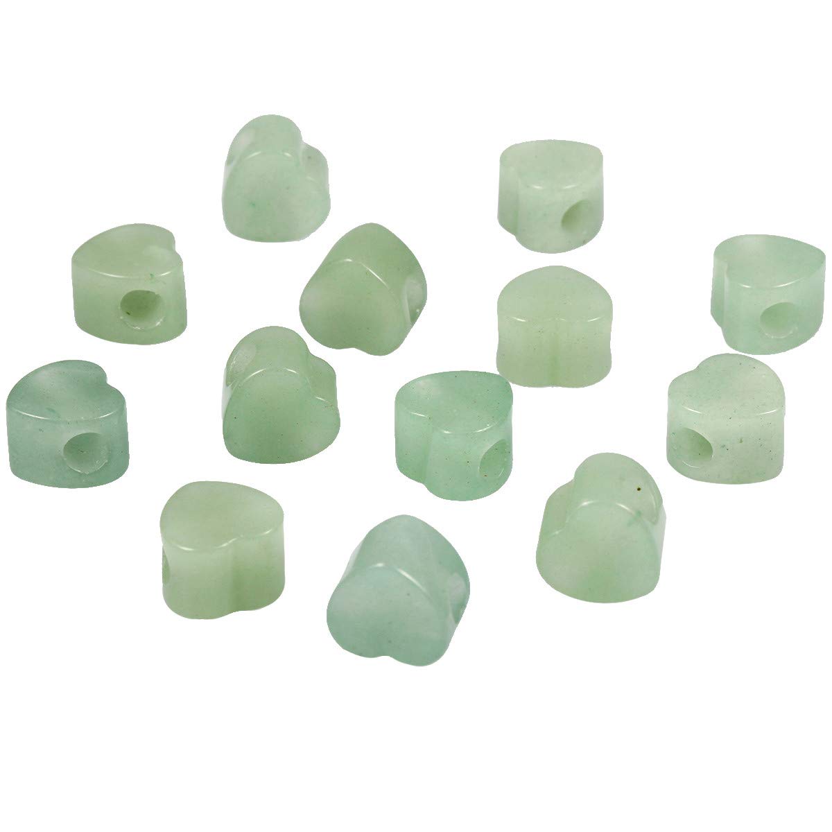 mookaitedecor 12pcs 14mm Heart Shaped Green Aventurine Large Hole Crystal Beads for Jewellery Making, Loose Love Heart Healing Crystal Stone Beads for Crafting European Bracelet Macrame DIY Projects — image 1