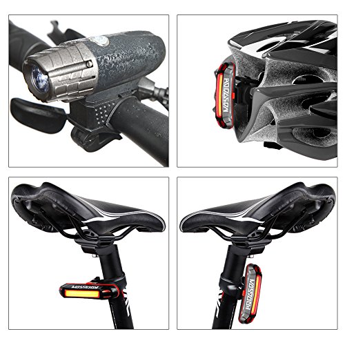 HODGSON Bike Lights 400 Lumens Bicycle Light Front and Back, USB Rechargeable Super Bright Headlight and Flashing Rear Light, IPX65 Waterproof, Easy to Install with All Accessories - Thumbnail 2
