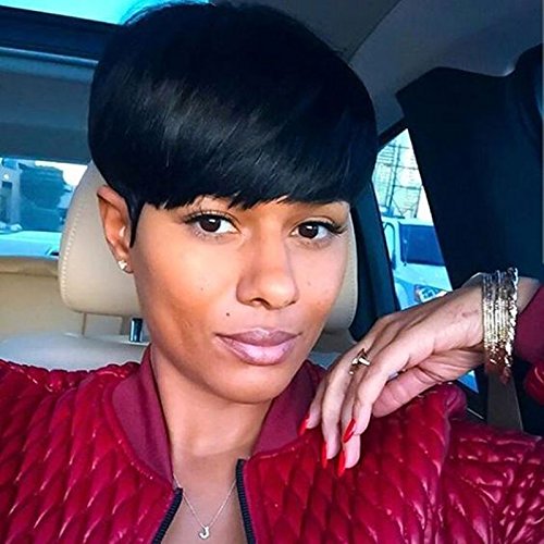 Amazon.com : VRZ Short Human Hair Wigs Pixie Cut Black Wig