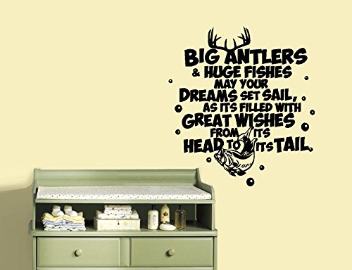 BIG ANTLERS AND HUGE FISHES ~ WALL DECAL 20" X 21"