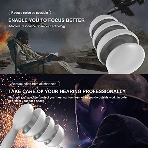 2 Pairs Soft Silicone Ear Plugs Noise Reduction,Earplugs for Sleeping Swimming Snoring Concerts,Waterproof Reusable Ear Plugs with Organizer (Grey)