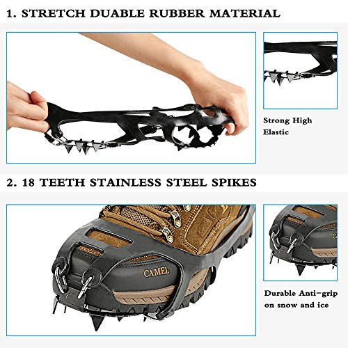 CosyzoneTraction Cleats Ice Snow Grips 18 Spikes Walking, Jogging, Climbing Hiking - Thumbnail 2