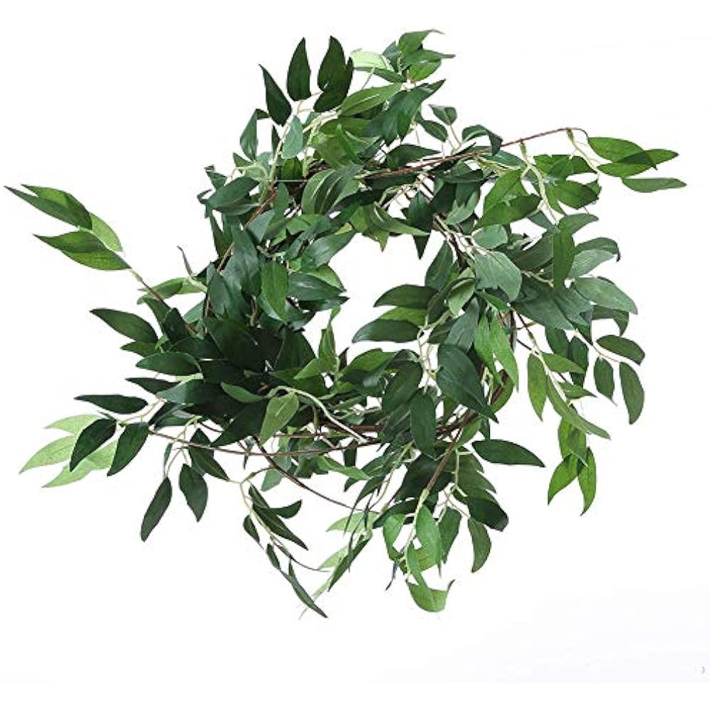  Artificial Greenery Garland Faux Silk Willow Leaves Vines Wreath