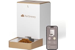 PetSnowy SNOW+ Automatic Cat Feeder, Wi-Fi Enabled Automatic Cat Food Dispenser with APP Control, 4L Automatic Dog Feeder with Dual Power Supply, 1-10 Meal Per Day