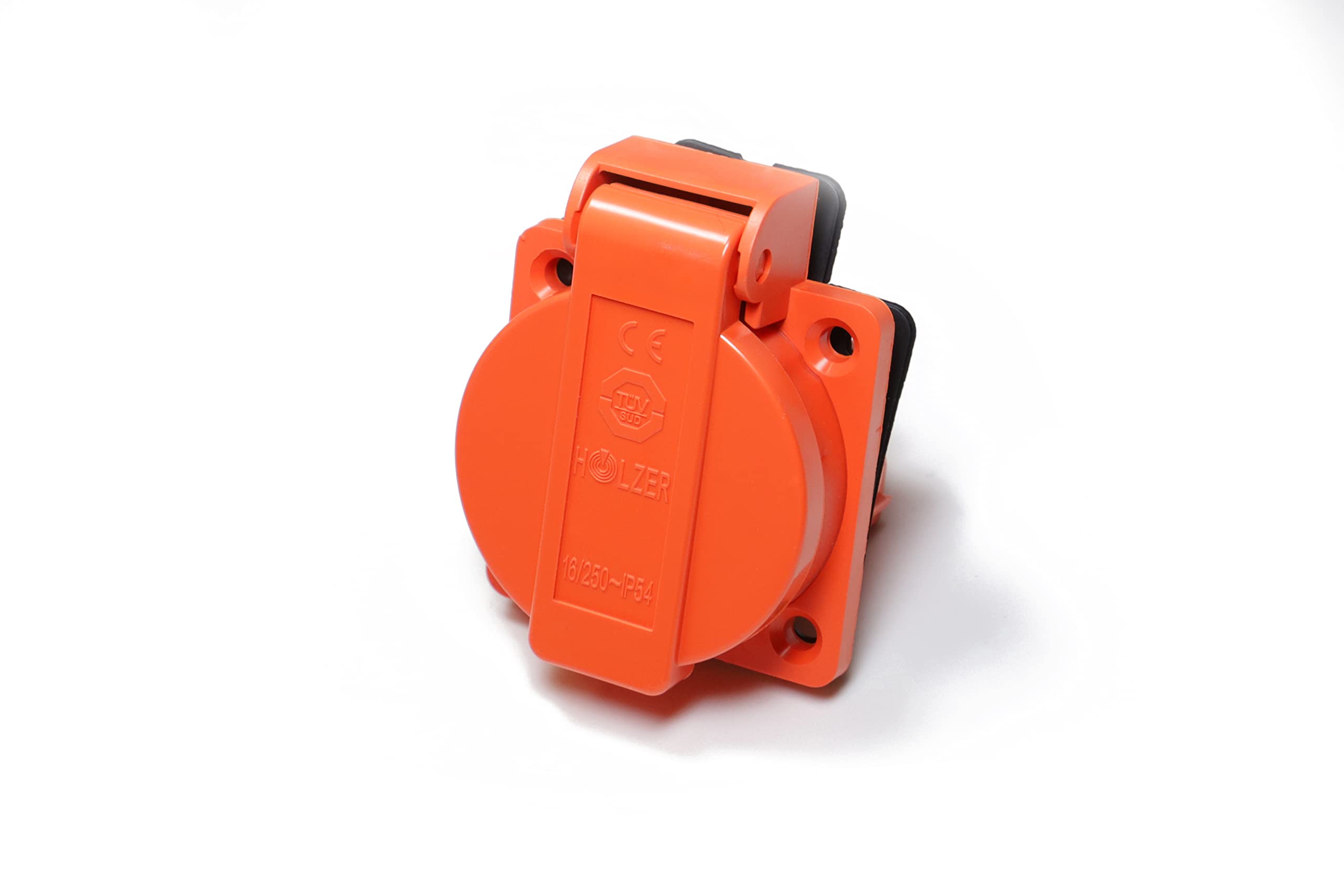 Schuko Socket 16 A with IP54 + Flange Seal (Orange) Pack of 8