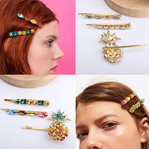 image for YMHPRIDE 10 Pcs Vintage Colorful Crystal Hair Pins Rhinestone Hair Cli