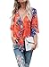 Gemijack Womens Floral Blouses Chiffon Summer Short Sleeve Deep V Neck Tie Front Tops Shirts