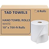 High Capacity Premium TAD Towel Tissue Roll, Home/Commercial Soft Paper Towels for Toilet and High-Traffic Areas, Fits Enmotion Touchless Automatic & Manual Dispenser, 10" x 700 ft Rolls, White