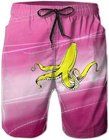 Banana Squid Board Short High Waist Summer Casual Shorts With Pockets For Unisex White X-Large