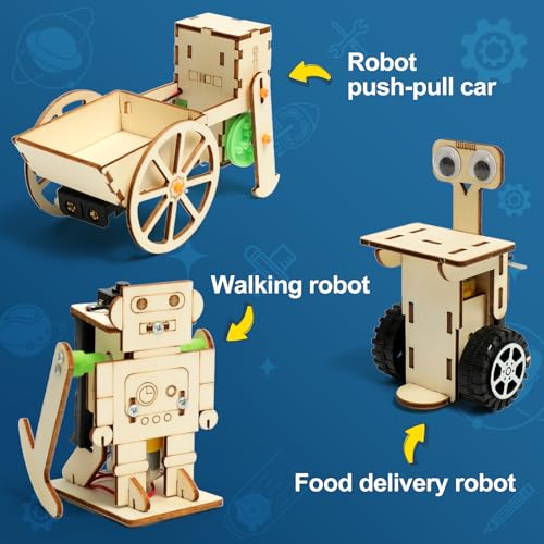 STEM Robot Toys Age 8 9 10 11 12 13 14, Science Experiments for Kids, Science Kits for Kids, Wooden Engineering Kits, Electronics Kit for Kid, Activity Toys Gifts for 8 9 10 11 12 13 14 Year Old Boys