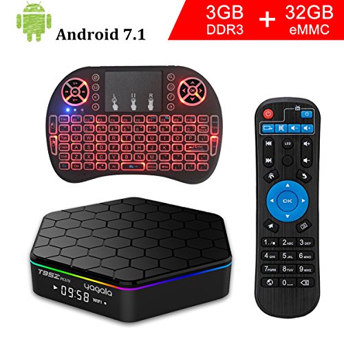 YAGALA T95Z Plus Android 7.1 TV BOX Amlogic S912 Octa Core 3GB/32GB Dual Band Wifi 2.4GHz/5.0GHz 4K HD TV BOX with Backlit Mini Wireless Keyboard