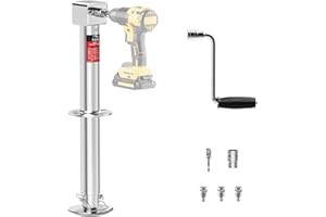 FZZD 5000 lbs A-Frame Trailer Jack, 23" Vertical Travel, 20-24V Cordless Drill Compatible, Adjustable Drop Leg, for Utility, Yacht (Silver)