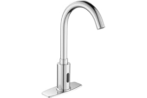 Touchless Bathroom Faucet 3 or 1 Hole, Motion Sensor Sink Faucets Hospital Hands Free Water Faucet with Temperature Mixer, Automatic Faucets Commercial Banhao