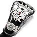 Crtystal Leather Skull Head Embroidery Style Golf Club Headcover Set Protector (3pcs/Set Black Cover)