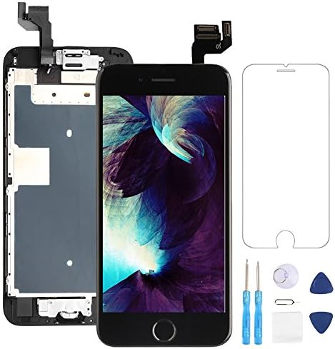 Screen Replacement for iphone 6s Black 4.7" LCD Display 3D Touch Digitizer Frame Assembly Full Repair Kit, with Home Button, Proximity Sensor, Ear Speaker, Front Camera, Screen Protector, Repair Tools