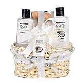Coconut Milk Nourishing Skin Care with Argan Oil Gift Basket! Perfect Anniversary Gift for Women, and Best Spa At Home Gift for Men!