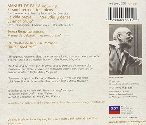 Falla: Three-Cornered Hat / Ansermet, Berganza