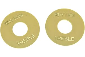 Dopro 2pcs Cream with Gold Letter LP Guitar Toggle Switch Washer Plate Rhythm Treble Ring for Les Paul