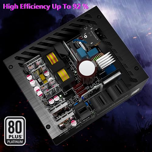 LC-Power LC1000P V3.0 Netzteil EU Stecker, 1000W, 80 Plus Platinum Zertifiziert, vollmodulares ATX 3.0, unterstützt PCIe 5.0 GPU,135 mm Lüfter,Flachkabel thumbnail 2