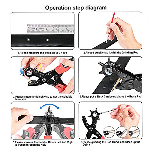 Belt Hole Puncher, MultiHole Sizes Revolving Leather Punch Tool