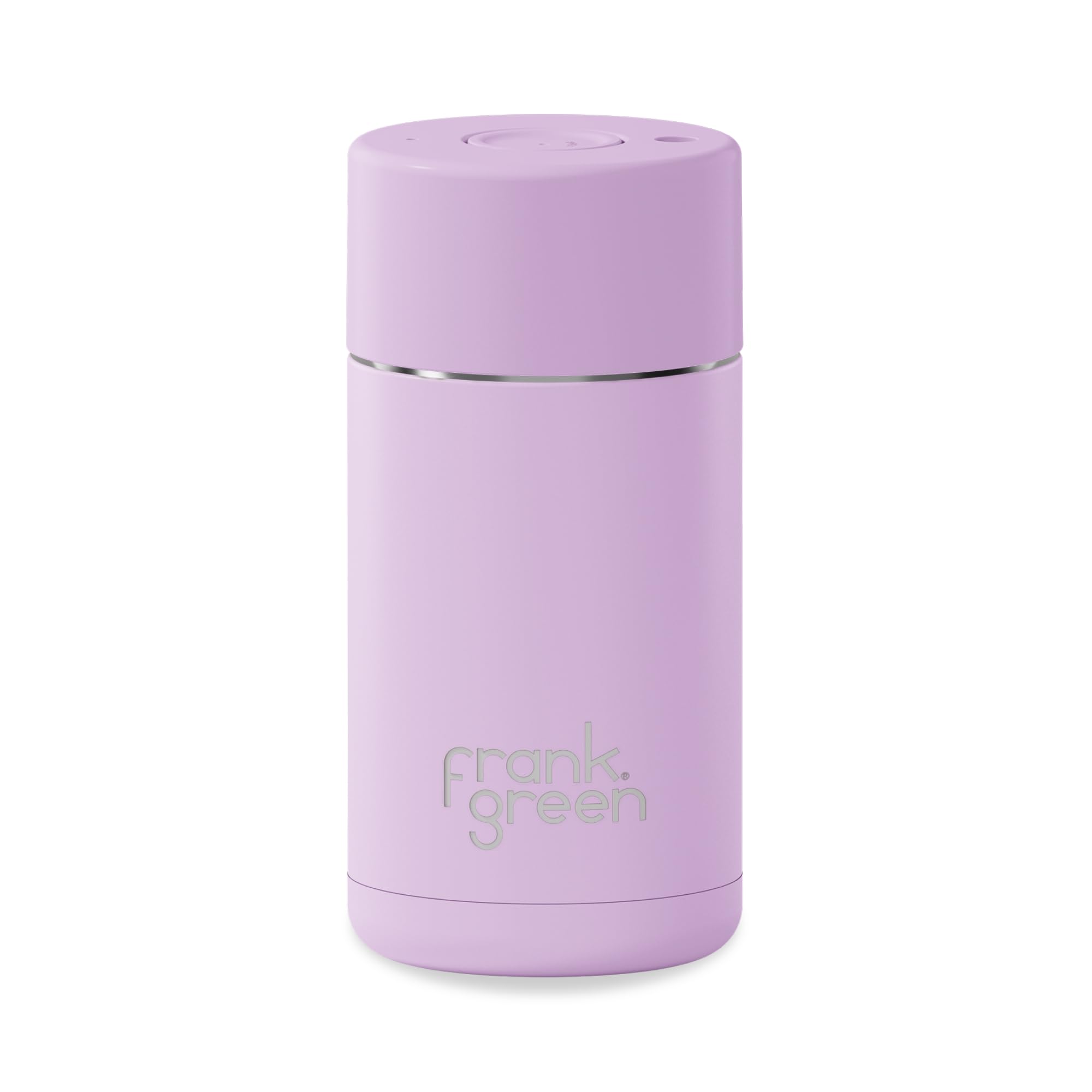 frank green Insulated Travel Mug for Cold Or Hot Drinks - 355ml/12oz Reusable Coffee Cup with Push-Button Lid, Ceramic Lined, Triple Wall Vacuum - Purple Lilac Haze