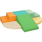 TODIBY 6-Piece Soft PU Leather Toddlers Climbing Toys, Baby Foam Climbing Blocks for Toddlers 3, Indoor Climb and Crawl Activity Play Set, Foam Play Gym Climbing Structures (Orange and Green)