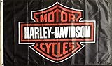 Gold Harley Davidson Black 3x5 Flag 2 Sided Harley Motor Cycles Logo