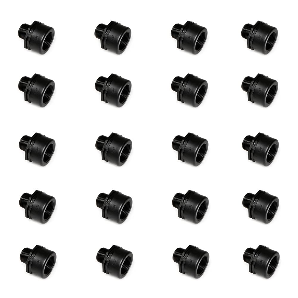 WaterShop 20 Pcs Reduced Sleeve Female to Male ø 1" x 1/2" 15045-D-B-20, Black