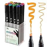 Alcohol Based Markers - 12 Color Marker Set, Dual Tip Chiseled & Fine Point - Premium Grade Markers for Children & Adult Coloring Materials, Design, Fashion, School, Art, Calligraphy