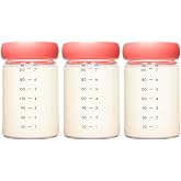 Boon Cache Glass Storage Bottles with Lids - 7 Oz - 3 Count | Leakproof Containers, For Breastmilk Baby Food Formula And Snacks, Freezer And Dishwasher Safe, Borosilicate Glass