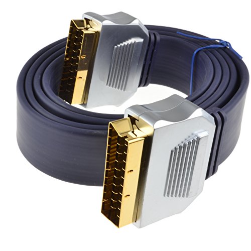 Kenable PURE OFC HQ Scart Cable FLAT Lead Metal Ends 1.5m (~5 feet)