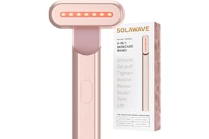 Solawave 4-in-1 Red Light Therapy Wand for Face & Neck | Beauty Device with Galvanic Current, Massager & Warmth | Anti-Aging, Wrinkle Reduction, Skin Tightening, Depuffing & Rejuvenation (Rose Gold)