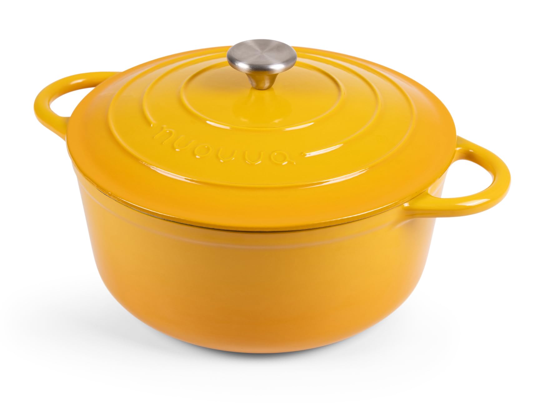 Photo 1 of Nuovva Enamelled Cast Iron Dutch Oven Pot with Lid 6.4 Quart Non Stick Casserole Pot – Heavy Duty & Oven Safe up to 500° F for Bread Baking, Braising, Stews, Roasting – 28cm Yellow