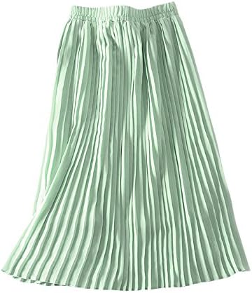 Pleated skirt Spring Temperament Basic High Waisted Skirt Stretchy Flared Casual woman blue pleated skirt (BLUE)